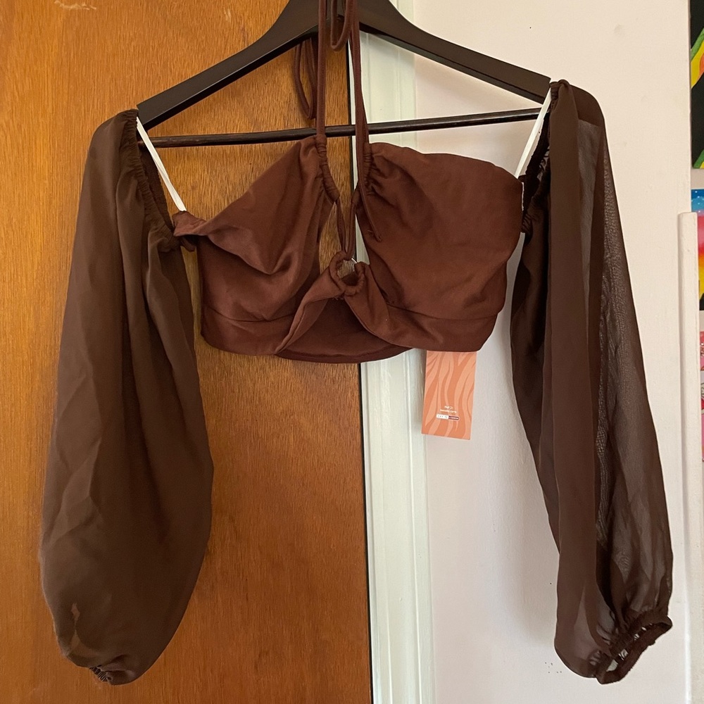 brown crop top super cute top size M
